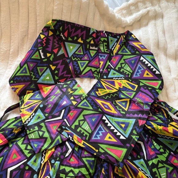 Ankara wax-printed Skirt w/Scarf African Print Colorful Free Size - Picture 4 of 8